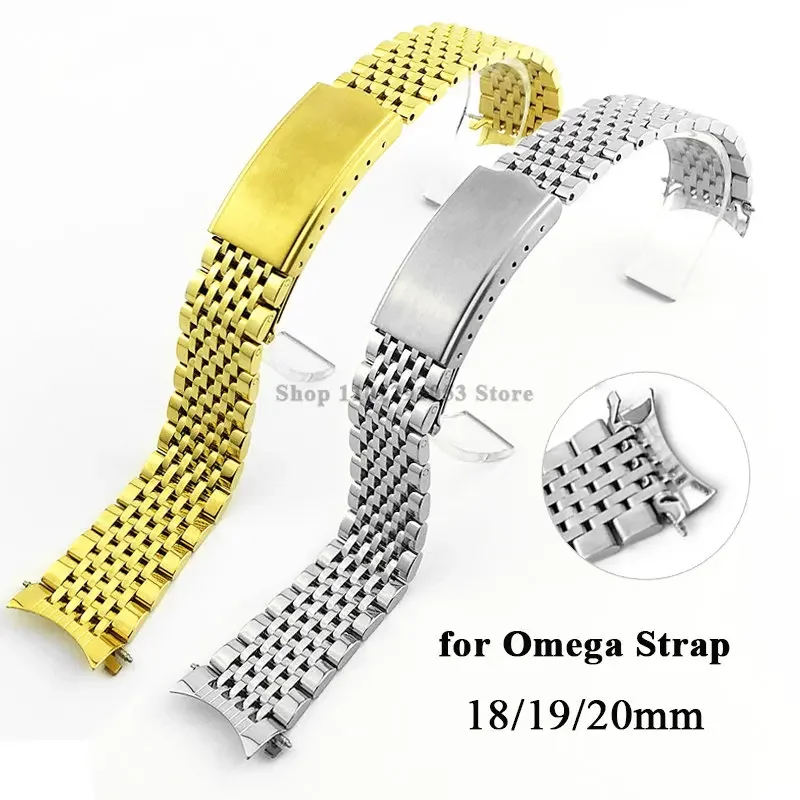 

18mm 19mm 20mm Stainless Steel Watch Strap for Omega Watch Band Ultra-thin Strap Accessories Men Wrist Band Replacement Bracelet