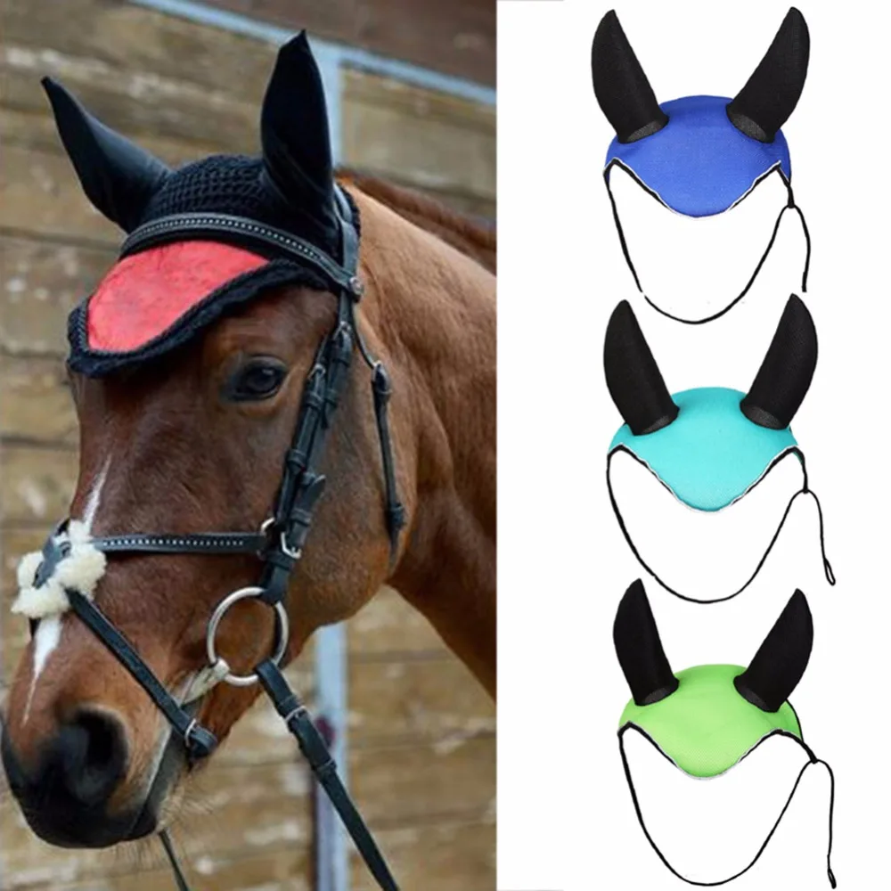 Horse Riding Breathable Meshed Horse Ear Cover Equestrian Horse Equipment Fly Mask Bonnet Net Ear Maks Protector #279730 2