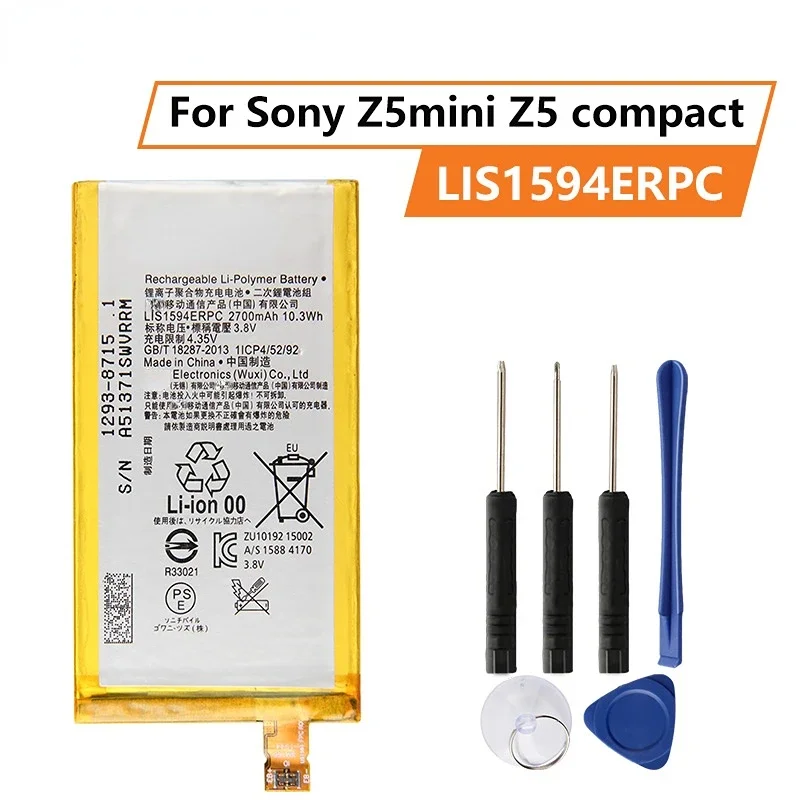 Replacement Battery For SONY Xperia Z5C Z5 mini E5823 z5 compact LIS1594ERPC 2700mAh Rechargeable Phone Battery