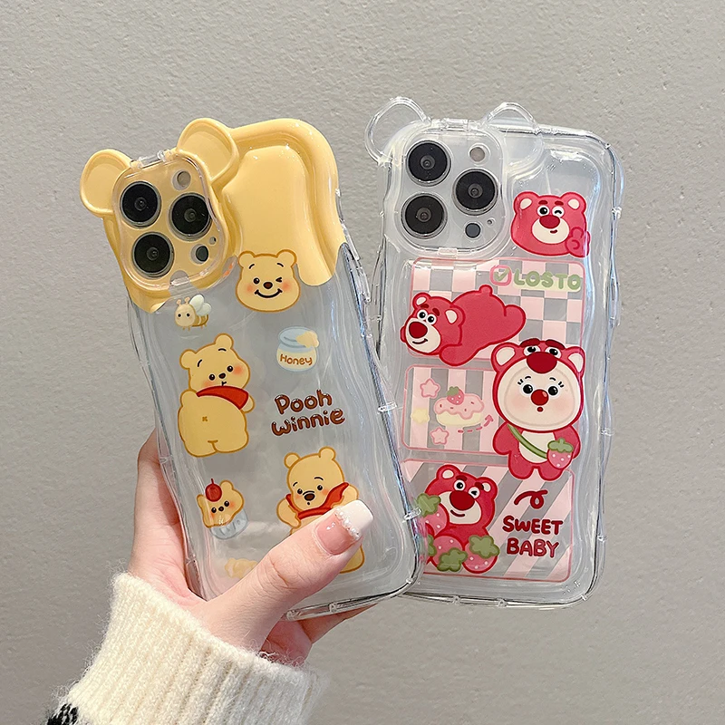 Cute Disney Winnie the Pooh Lotso Phone Cases For iPhone 14 13 12 11