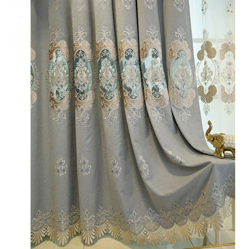 

Curtains for Living dining room bedroom Luxury Cashmere Embroidered European Villa Living Room Bedroom Blackout Curtains