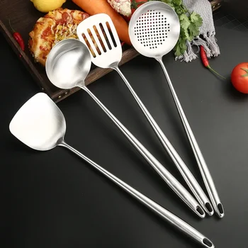 316 Stainless Steel Wok Spatula Metal kitchen utensils Slotted Turner Spoon Ladle Cooking Tools Utensil Set Kitchen Accessories