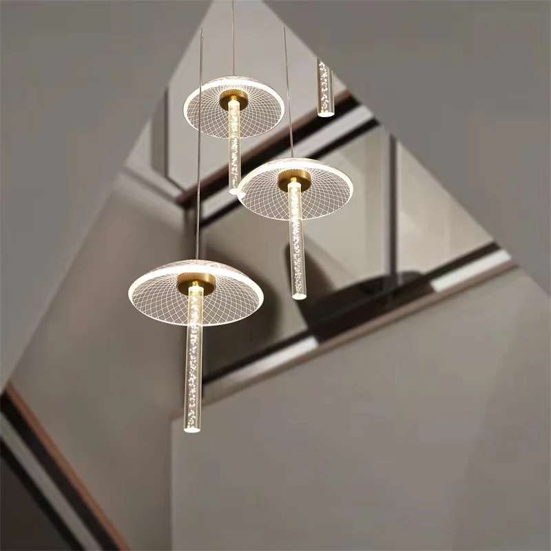 

Nordic Acrylic Mushroom Pendant Light Modern Personalized Art Loft Lamp for Lobby Staircase Duplex Building Villa Led Chandelier
