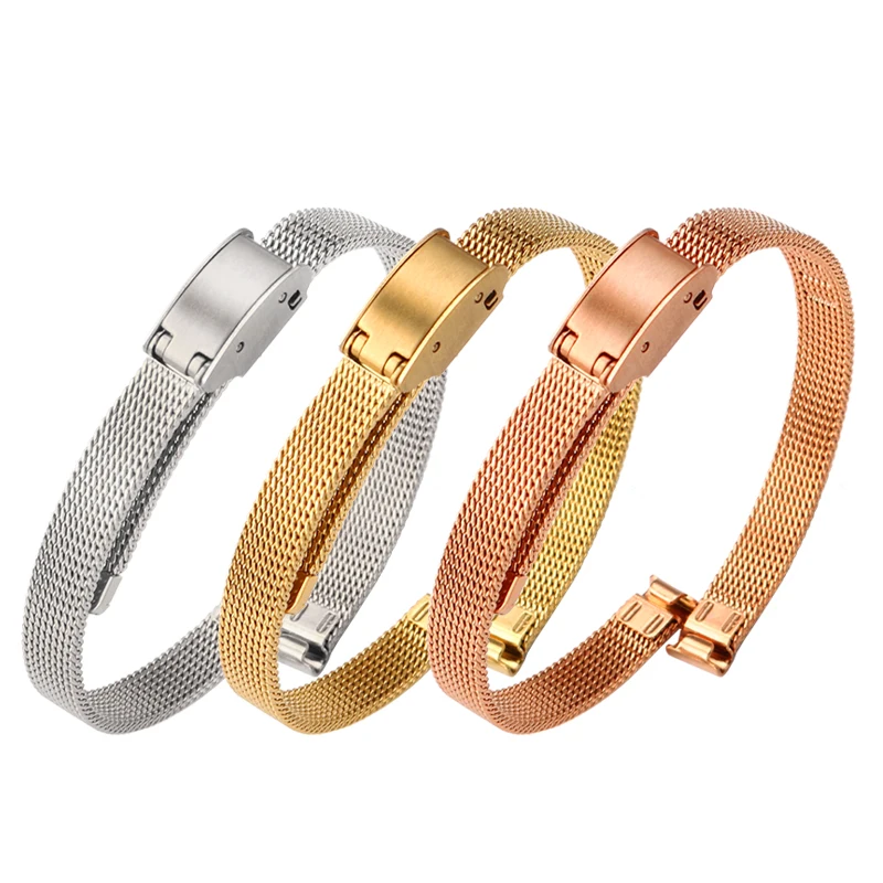 Sleek Women's Stainless Steel Mesh Bracelet Watch Strap - Ultra-Thin Design