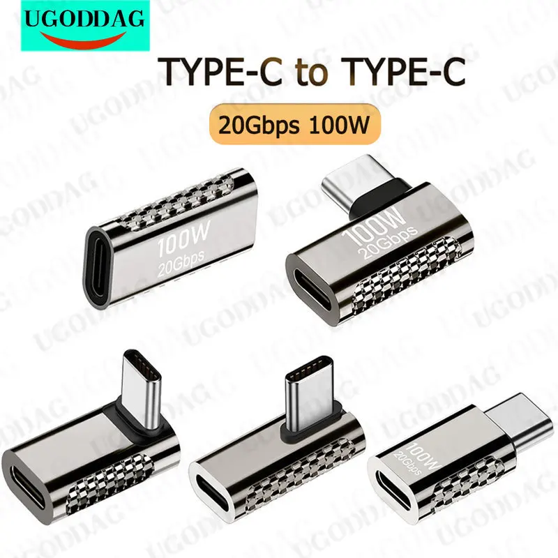 금속 USB 3.2 C타입 어댑터, OTG 20Gbps 고속 충전 데이터 전송 컨버터, 8K 4K 엘보우 컨버터, 휴대폰 맥북 에어용, 100W