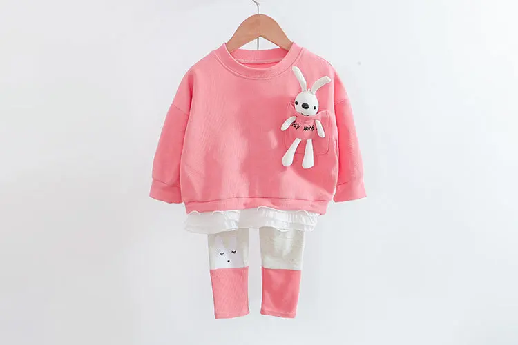 Fashion Toddler Girls Autumn Clothing Sets Baby Girls Clothing Sets Kids Sports Cartoon Sweatshirts Pants 2 Piece Suits
