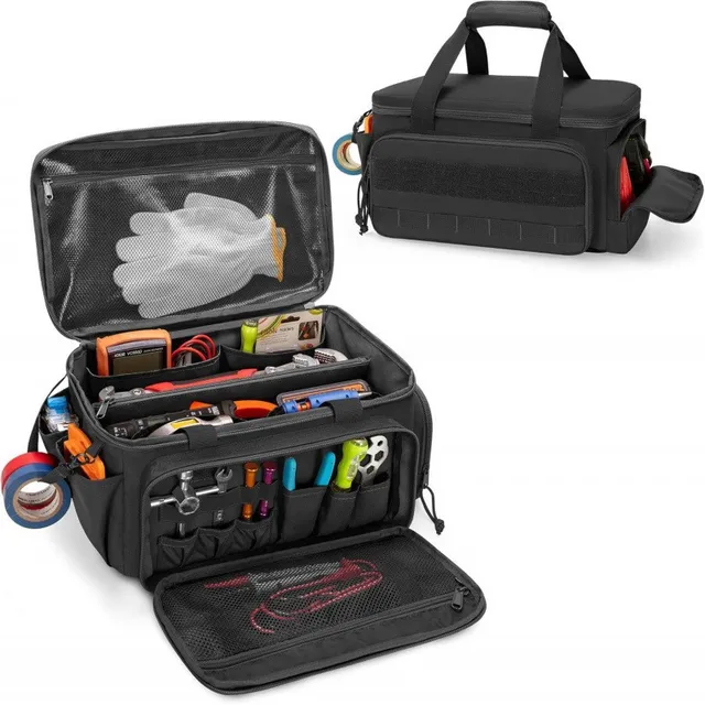 Sac à outils tactique robuste de 14 pouces, Base antidérapante, organisateur de travail polyvalent pour bricoleur, charpentier, rangement d'outils Portable Durable 1