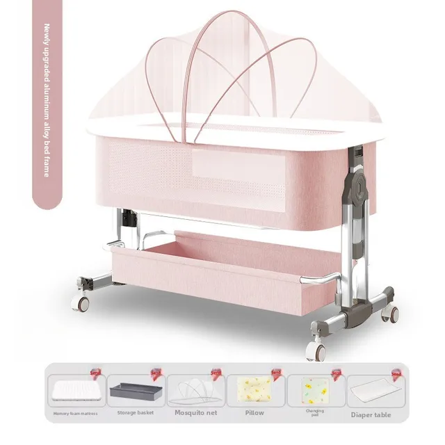Aluminum Crib Multi-functional Portable Folding Children's Bed Newborn Diaper Table Baby Crib 6