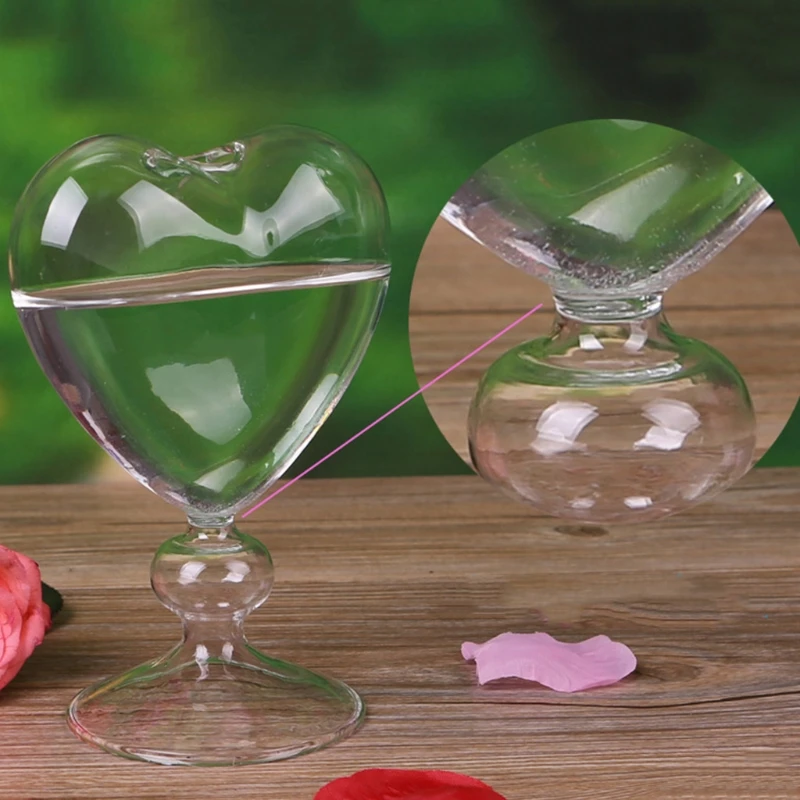 Heart Glass Flower Pot Desktop Standing Vase Planter Container Home Decor Dropship 4