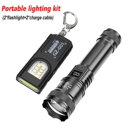 Compact Multifunctional Keychain Flashlight - USB Rechargeable Mini COB Work Light and Pocket Lamp (Flashlight kit)