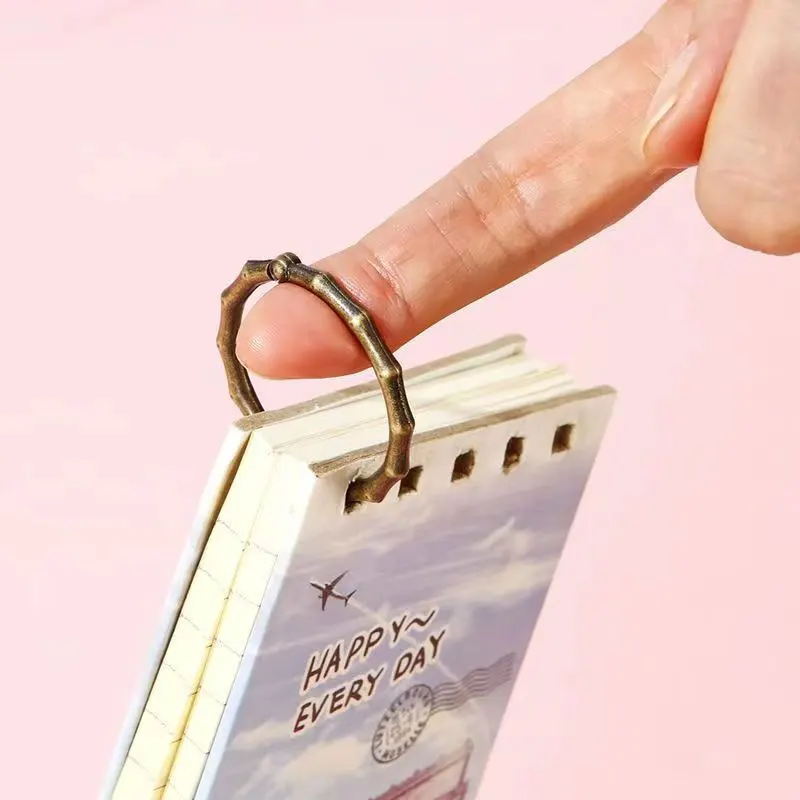 3pcs/Lot Metal Ring Binder Spring Gate O Ring Openable Bamboo Design Snap Clasp Clip Trigger Hook Loose-Leaf Binding Supplies