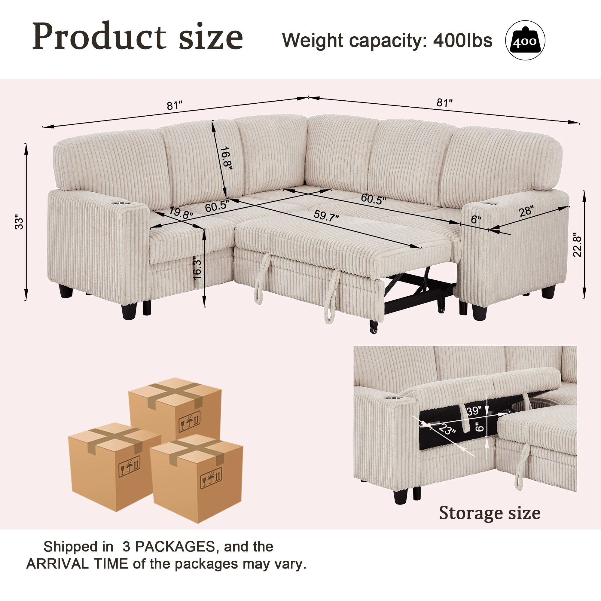 L-Shaped Sleeper Sofa 7