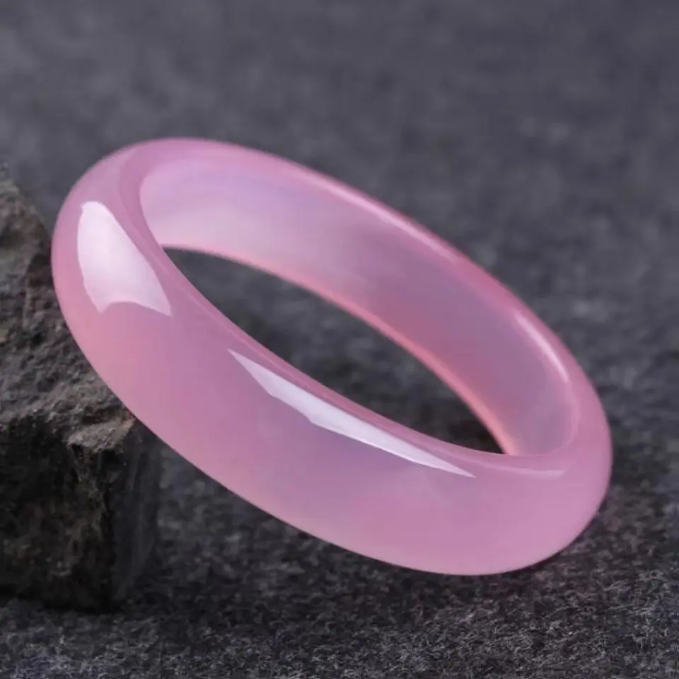 

[Boutique]Natural Pink Jade Bangle Ice Seed Agate Chalcedony Bracelet Original Ecological Stone Jewelry Accessories Gifts