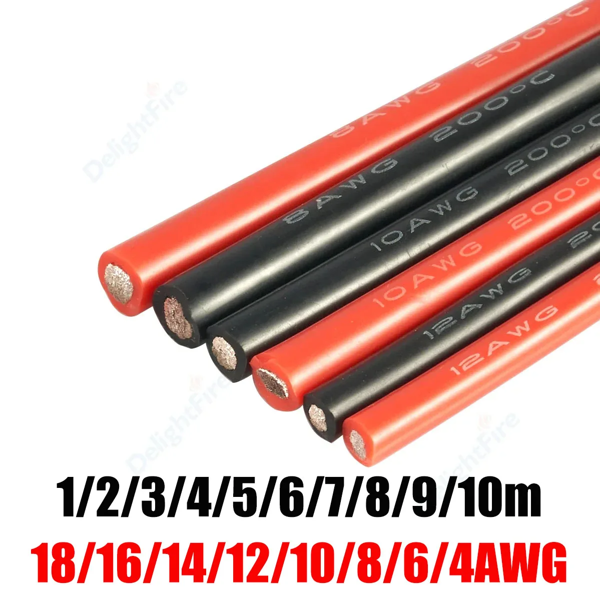 Heat resistant silicone wire 18 16 14 12 10 8 6 4 gauge for car auto solar panel inverter battery