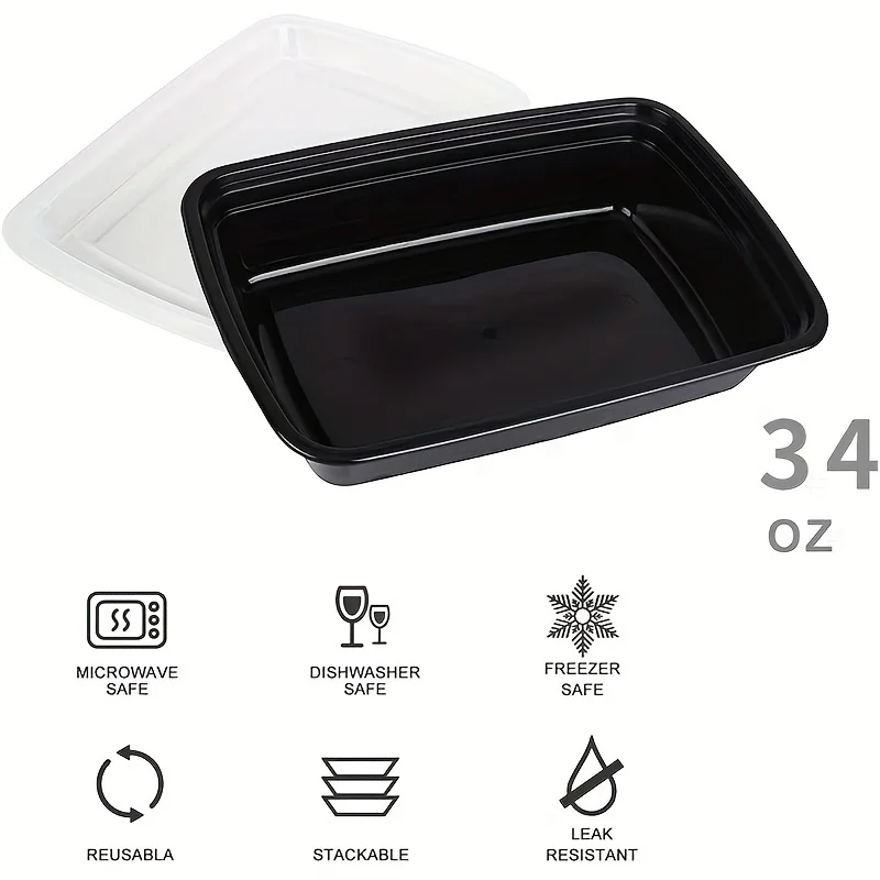 Meal Prep Containers Reusable Food Containers for Food Prepping BPA Free Plastic Box Dishwasher Safe Take-out Boxe 10/15pcs
