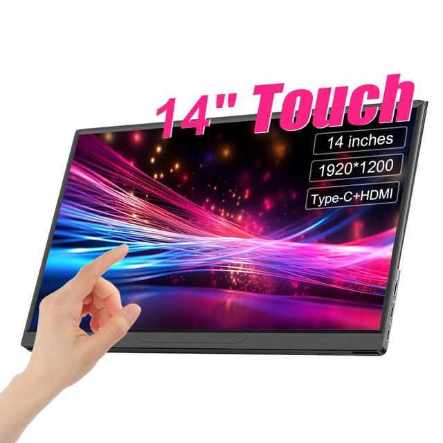 14inch Portable Monitor Touch Ultra-thin 1200P IPS USB-C HDMI External Second Screen for Laptop PC Cell Phone Switch PS4/5 Xbox