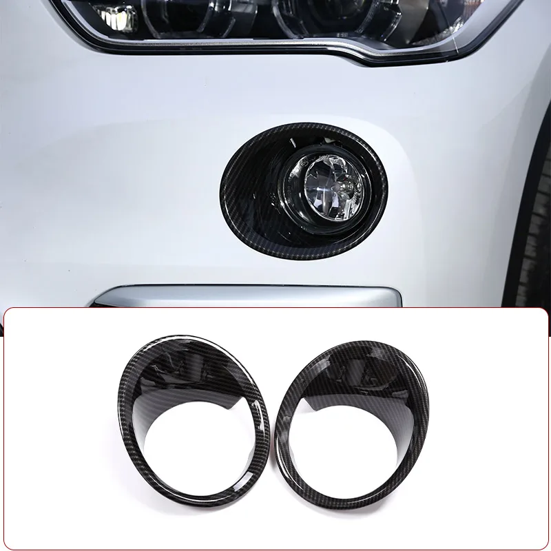 탄소 섬유 스타일 플라스틱 크롬 전면 안개등 램프 커버 트림, 자동차 액세서리, BMW X1 F48 2016-2019 액세서리, 2 개 