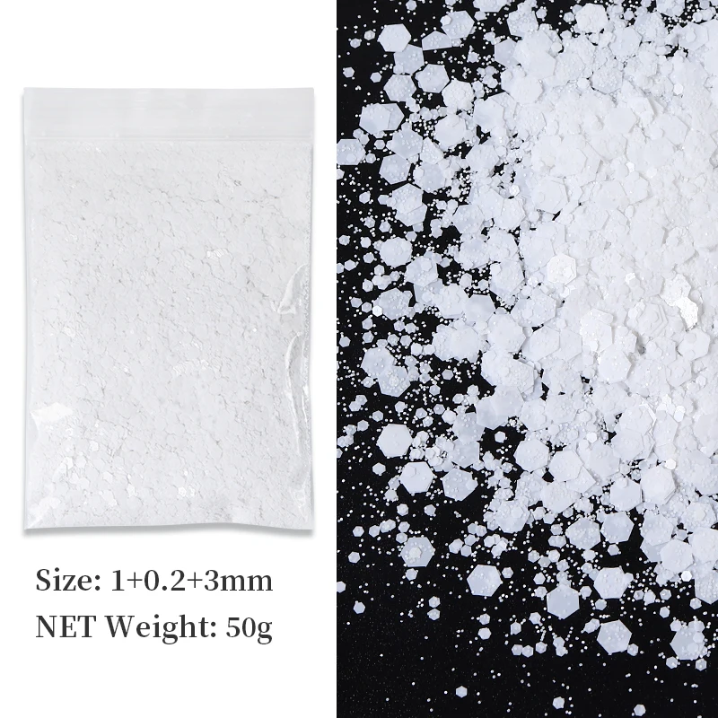 Nail Powder Nail Glitter Nail Decoration Nail Decorations 50g/bag Mixed Hexagons Sequins Chunky Glitter for Nails Design DIY Manicure