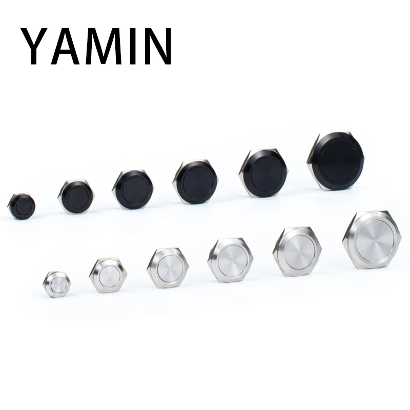 초단 전기 방수 전원 리셋 순간 압력 미니 푸시 버튼 스위치, 실버 블랙, 12mm, 16mm, 19mm, 22mm, 25mm, 30mm