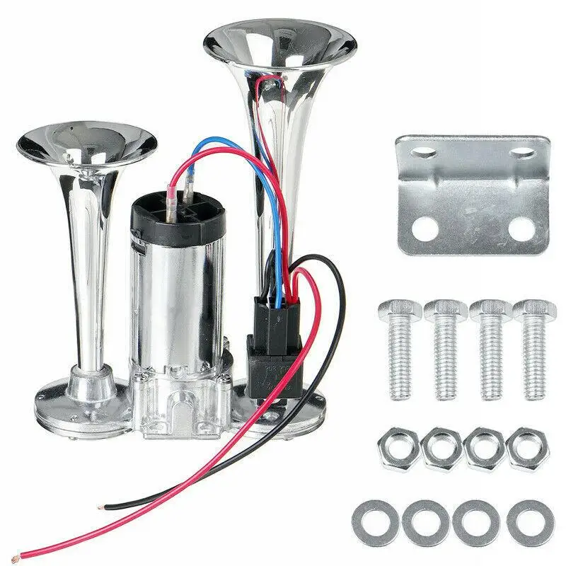 600db 12v Dual Trumpets Super Loud Car Electric Horn Truck Boat Train Horn Speaker Wires and Relay For Vehicle SUV RV Motorcycle