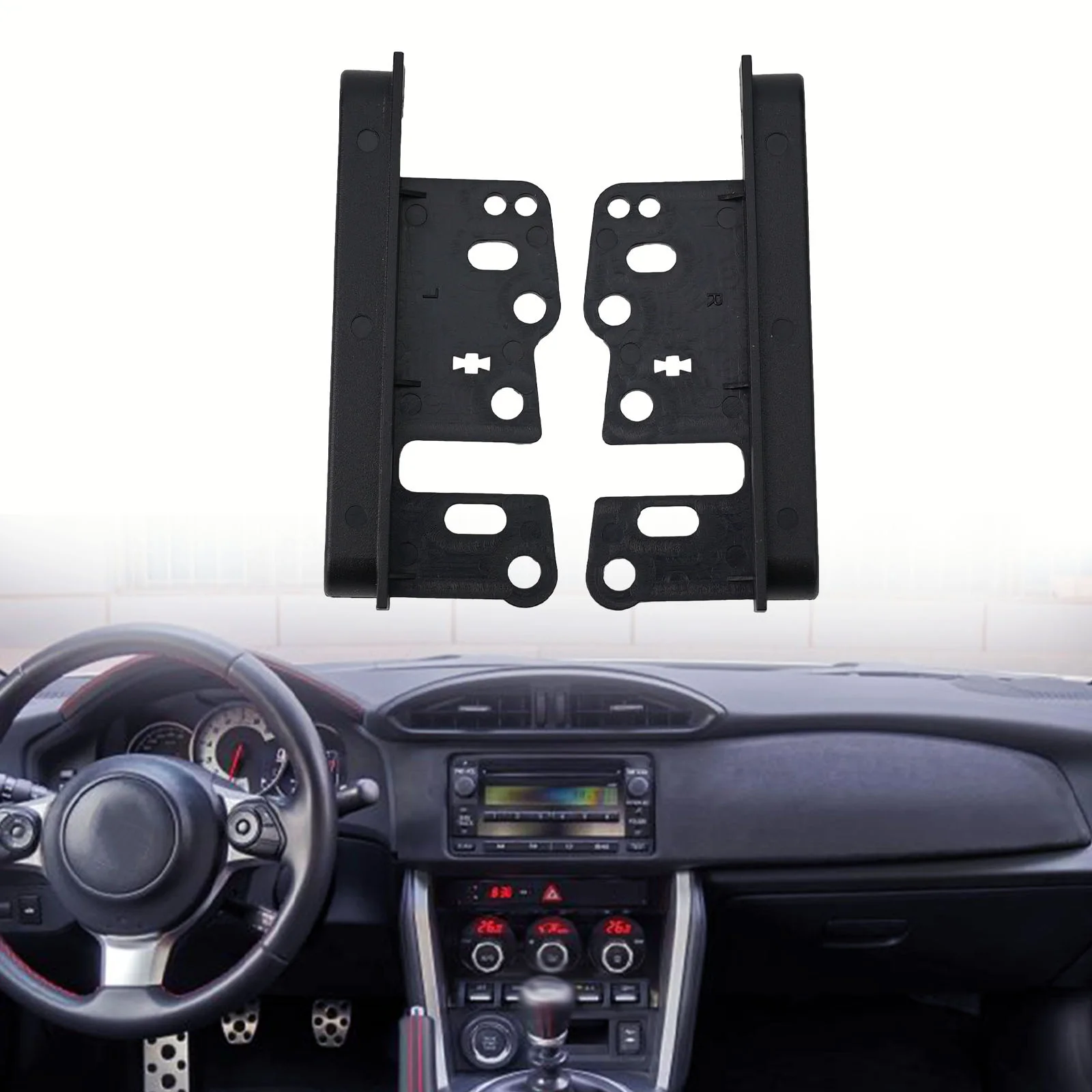 Spacers Stereo Mounting Bracket Stereo 2pcs Black Car DVD Player Double For 200mm Stereo Space For Aftermarket Stere