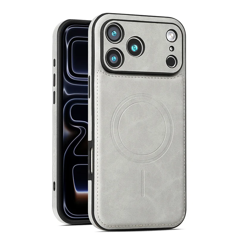 Luxury PU Leather Magnetic Phone Case with Wireless Charging & Shockproof Cover