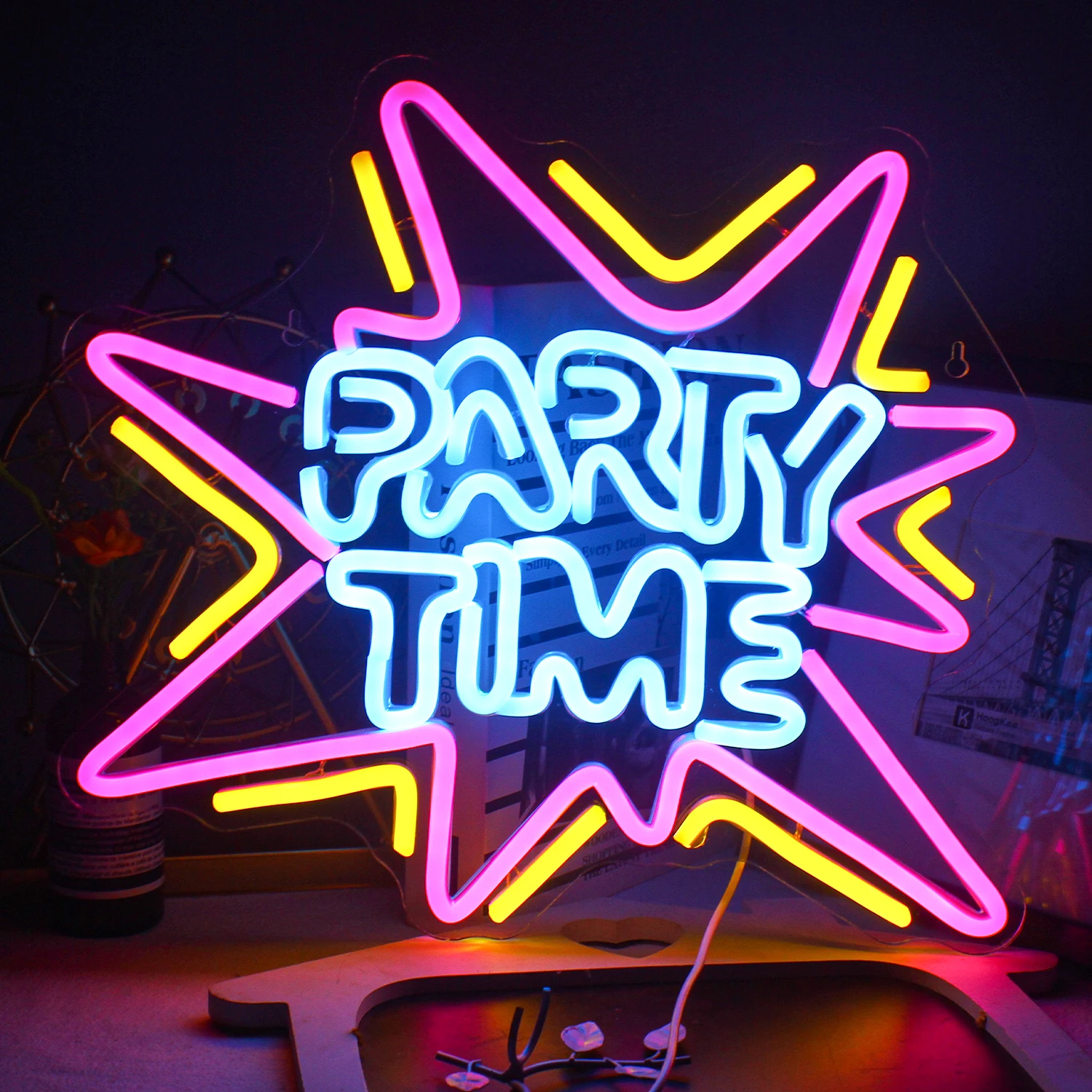 

Wanxing Party Time Lighting Neon Sign LED Light Party Birthdays Weddings Bar Club Shop Home Various Festivals Indoor Wall Decor