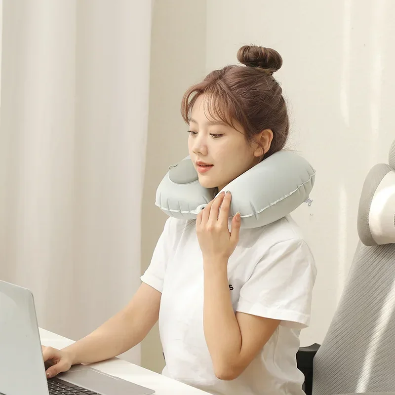 Ergonomic Inflatable Pillow Massage Pillow for Camping Backpacking Travel Sleeping Neck Air Lumbar Pillow 2