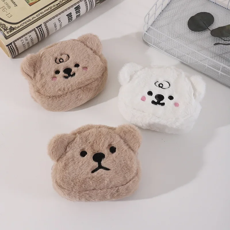 

Cute Cartoon Bear Plush Coin Purse Wallet Mini Zippered Money Bag Portable Cosmetic Card Holder Pouch Earphone Organizer