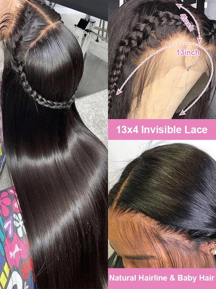 Human Hair Wig 300 Density 13x6 HD Bone Straight Lace Front 40 50Inch 13x4 360 Lace Frontal For Women