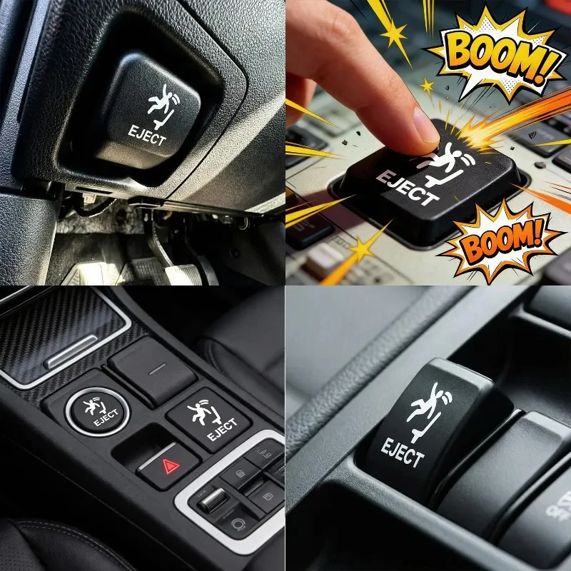 Humorous Waterproof Pop-Up Eject Button Sticker - PET Interior Decal