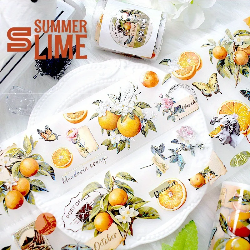 2m/Roll Laser Summer Lemon PET Tape Fruit Decorative Masking Tape For DIY Sticker Scrapbooking Journal Collage Material