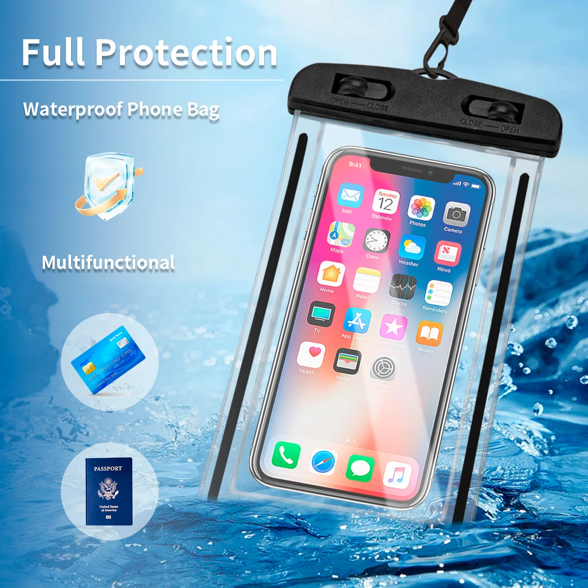 Universal Waterproof Phone Case Water Proof Bag For iPhone 15 14 13 12 11 Pro Max X Xiaomi 13 Samsung S23 Ultra Swim Cover