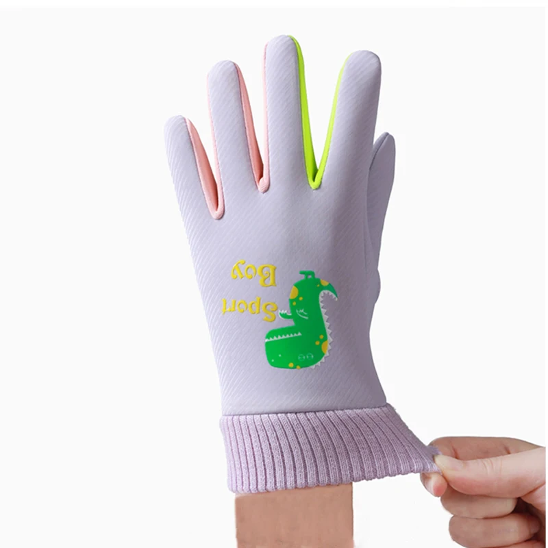 5-10 Years Children's Winter Gloves Skin-Feel  Warmed Lined Mittens Kids Boys Girls Cute Cartoon Outdoor No-Slip Riding Gloves 5