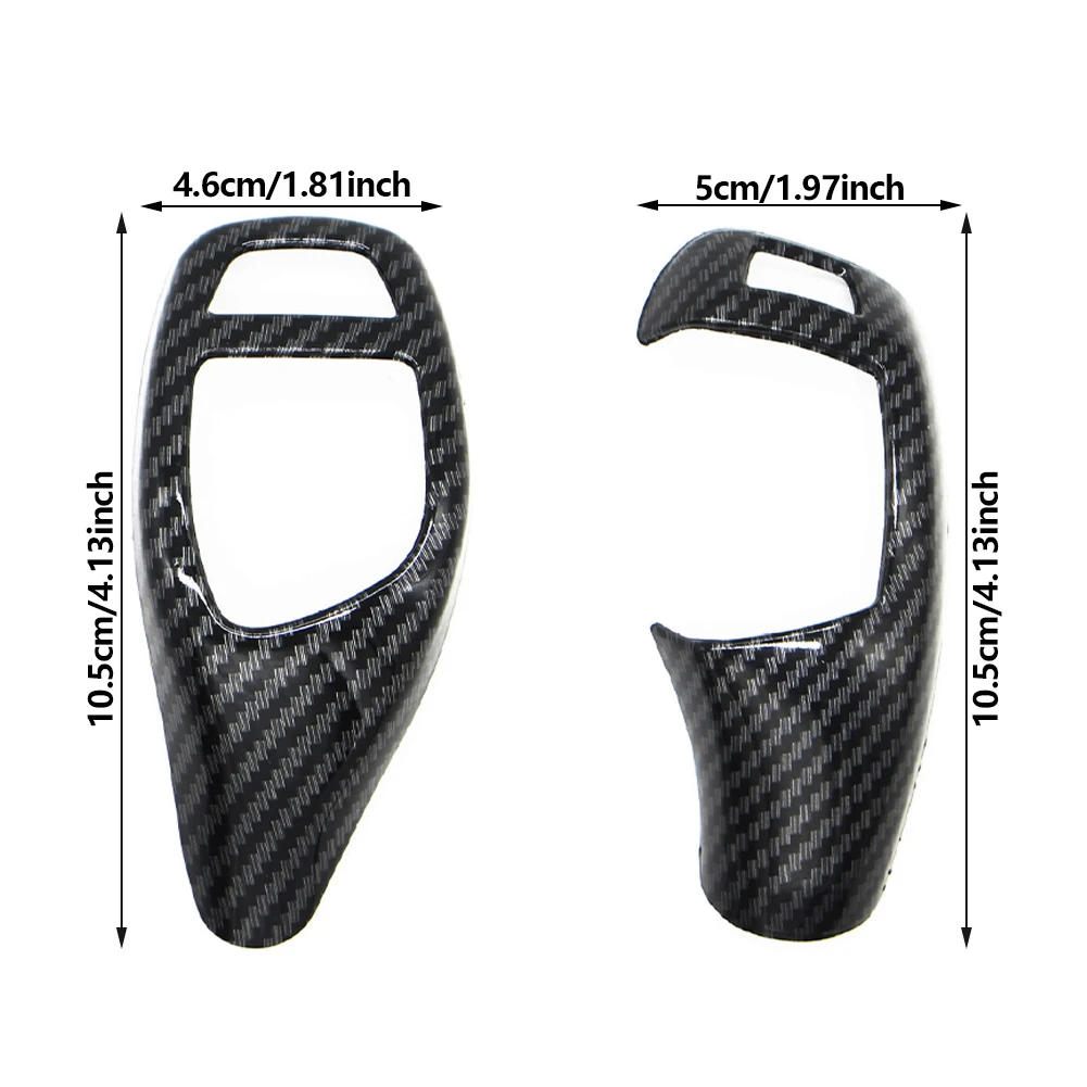 Carbon Fiber Texture Car Gear Shift Panel Frame and Knob Cover Trim