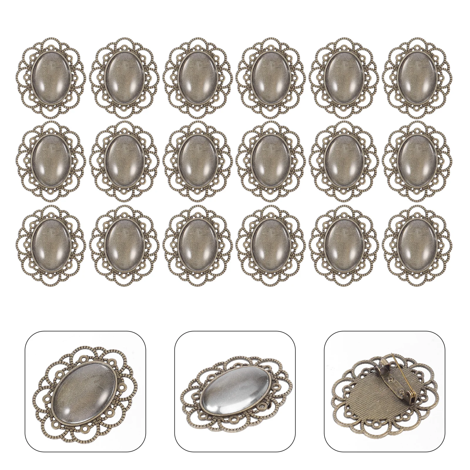 

30 Pcs Brooch Holder Bezel Blanks Women Base Round Alloy Tray DIY Settings Vintage Making Miss