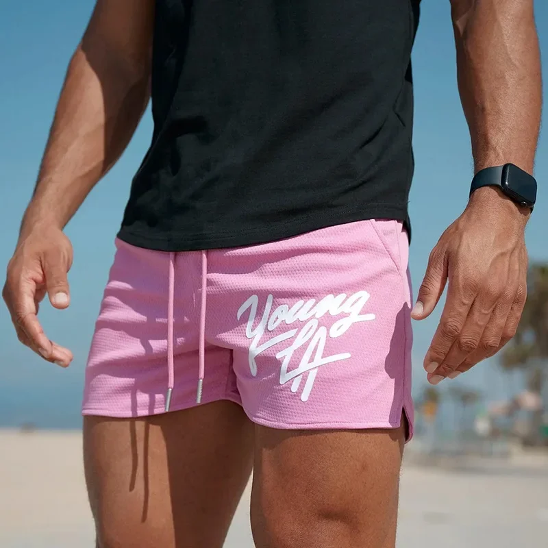 thumbnail image 1 of Pantalones cortos de cuatro cuartos para hombre de Young La, pantalones deportivos casuales de malla de secado rápido para correr, sentadillas profundas, baloncesto, pantalones de fitness, 1 of 5