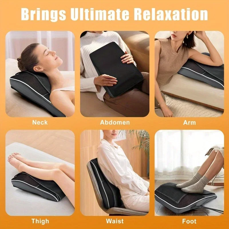Electric Shiatsu Massage Pillow with Heating and Vibration for Neck and Back