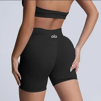 Yoga shorts luxury high waisted hip lifting quick drying sports pants high elasticity seamless women's clothing fitness shorts 1