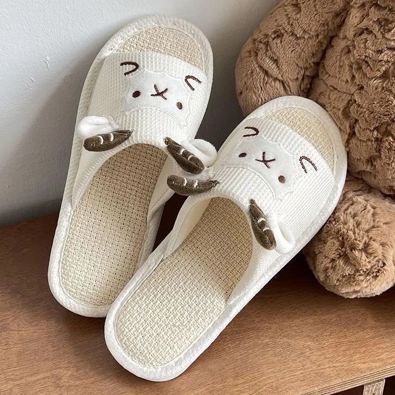 A98 Level 4 linen slippers for women's home, breathable, sweat-absorbent, indoor, nlip, soft-soled, cute, deodorant, household c