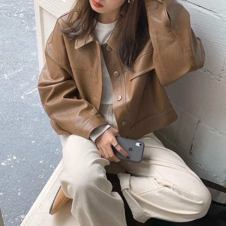 Autumn Winter Women Coat Long Sleeve Turn Down Collar Single Breasted Ladies Jacket Korean Style Chic Casual Coats 2021 Elegant
