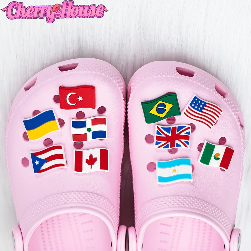 1pcs National Flags Croc Charms Accessories Sneakers Shoe Decorations