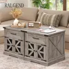 Farmhouse End Table with Charging Station, 24" Large Sofa Side Table with Drawer 3