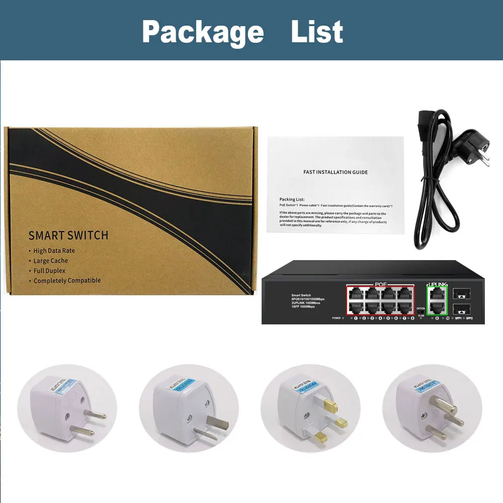 IENRON AI 스마트 POE 스위치 기가비트 또는 고속 4 포트, 6 포트, 8 포트, 10 포트, 16/24 포트, POE 100Mbps, 1000Mbps, 이더넷 52V, IP 카메라, 와이파이 라우터