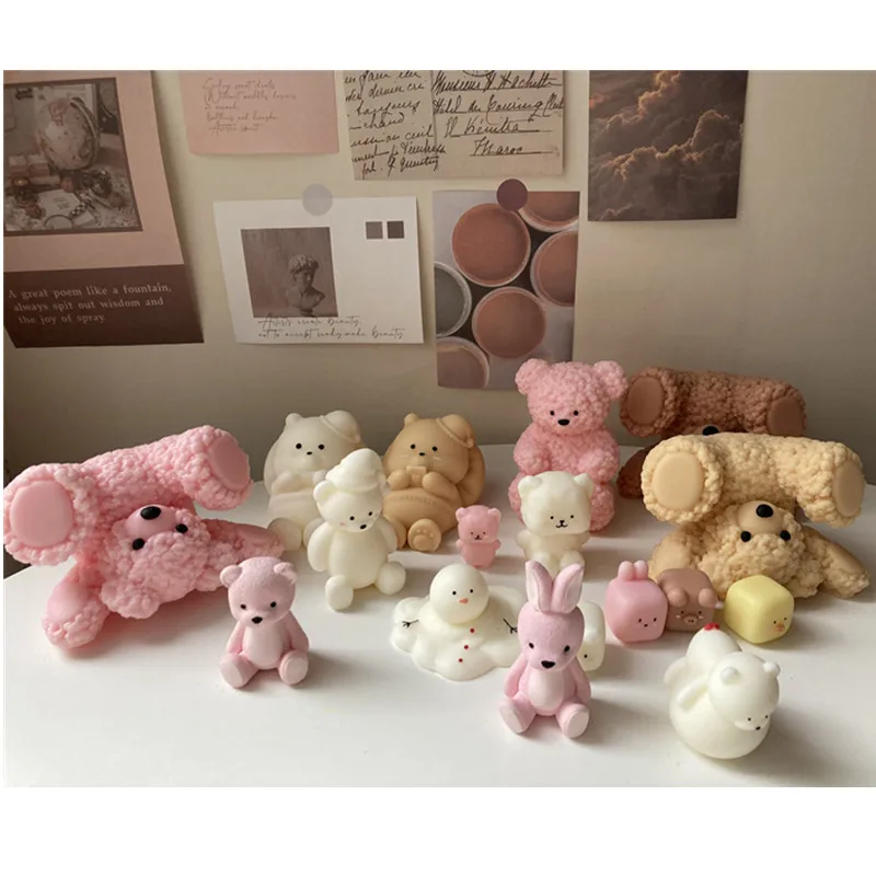 Christmas Bear Candle Silicone Mold Christmas Deco Gypsum Silicon Mold Cute Little Bear Silicone Home Decor
