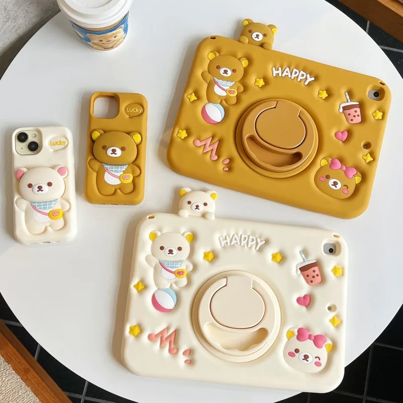 Children's 3D Bear Tablet Case with Pen Slot