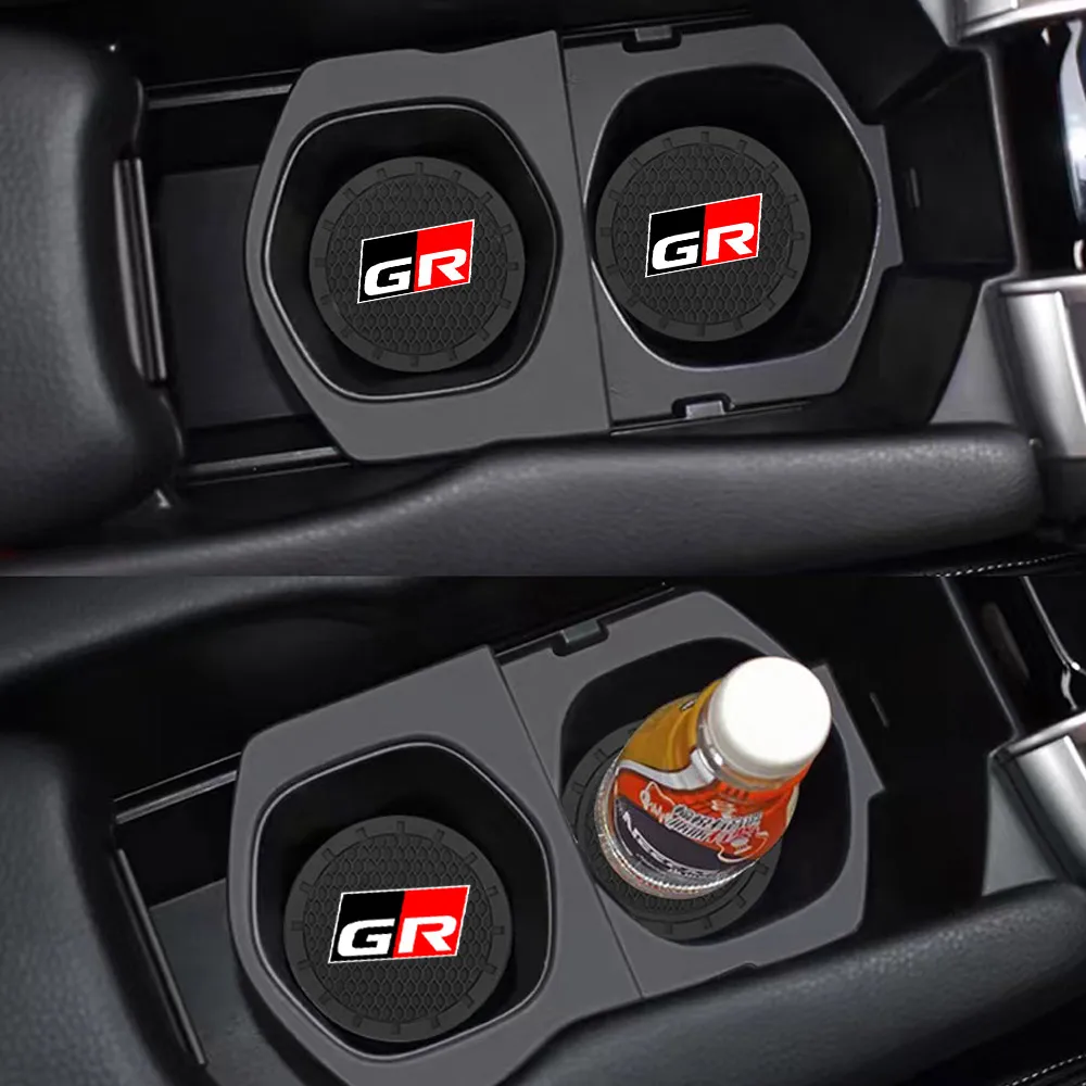 2 Pz/Lotto 6.6Cm Auto Antiscivolo Mat Coaster Car Water Cup Slot Decorare Accessori Custodia Per Toyota Gr Gazoo Racing Auto Styling