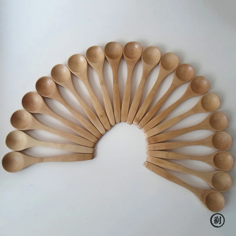 10pcs/Set Wooden Spoon Ecofriendly Household Tableware Bamboo Kitchen Condiment Scoop Coffee Spoon Dessert Teaspoon