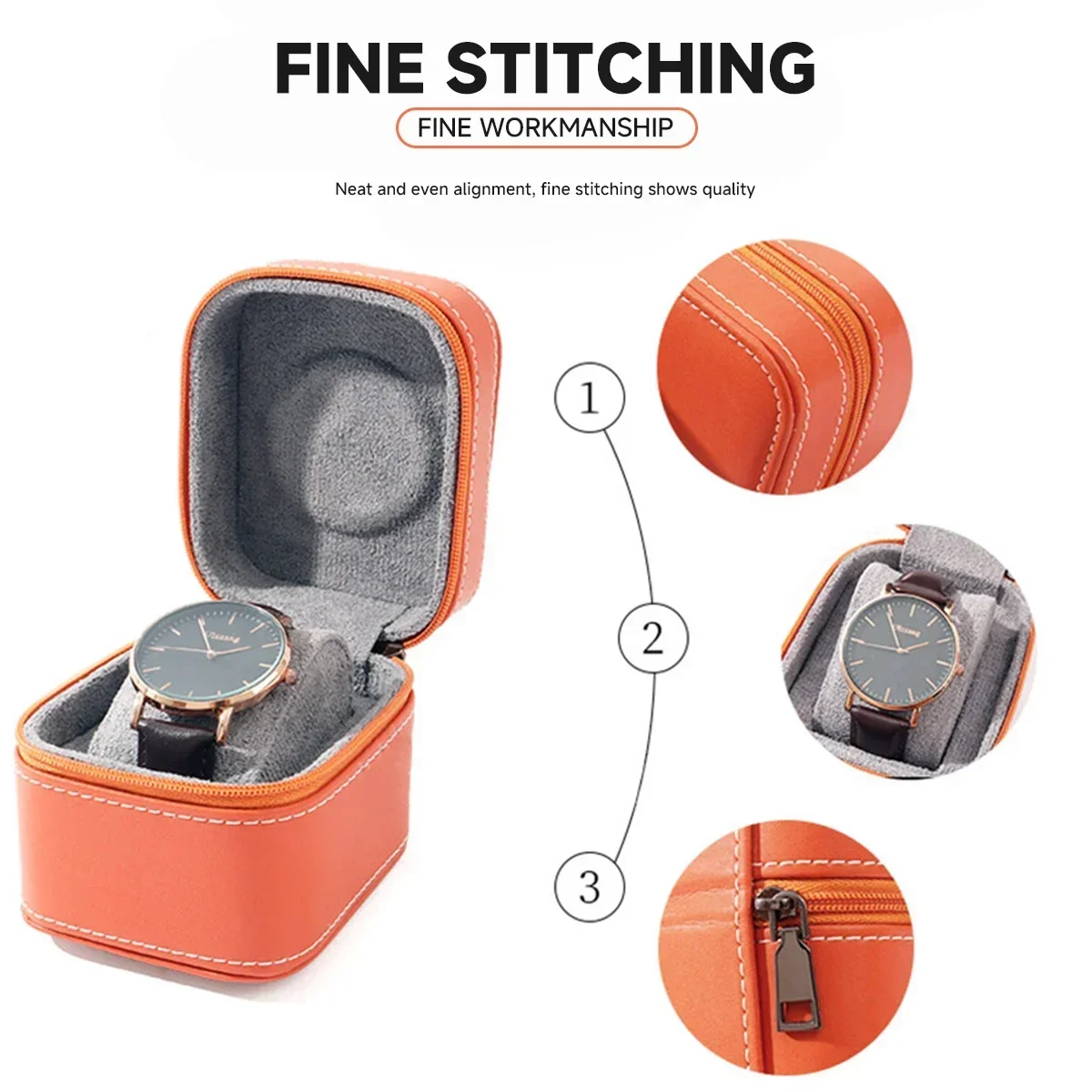 Travel Watch Organizer | Single PU Leather Watch Case with Removable Cushion, Portable ... - SKU PWBC1131 - UGI Packaging