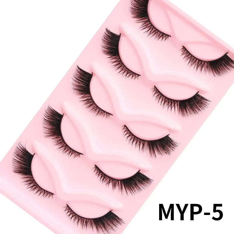 Dramatic Cat Eye Winged False Eyelashes - 10 Pairs with Clear Band